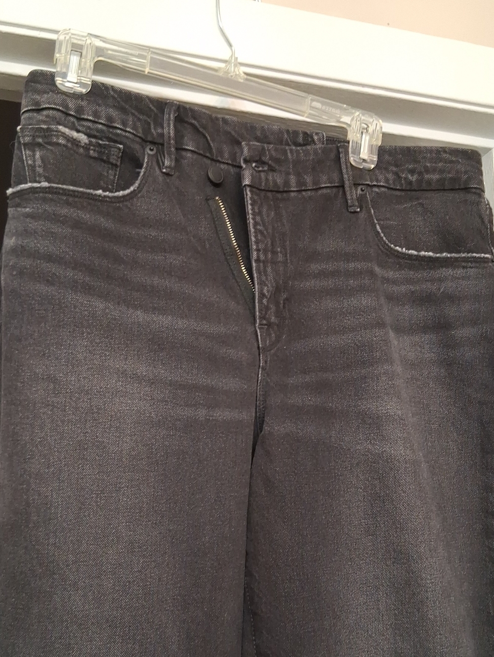 Good American Black High-Rise Straight Jeans